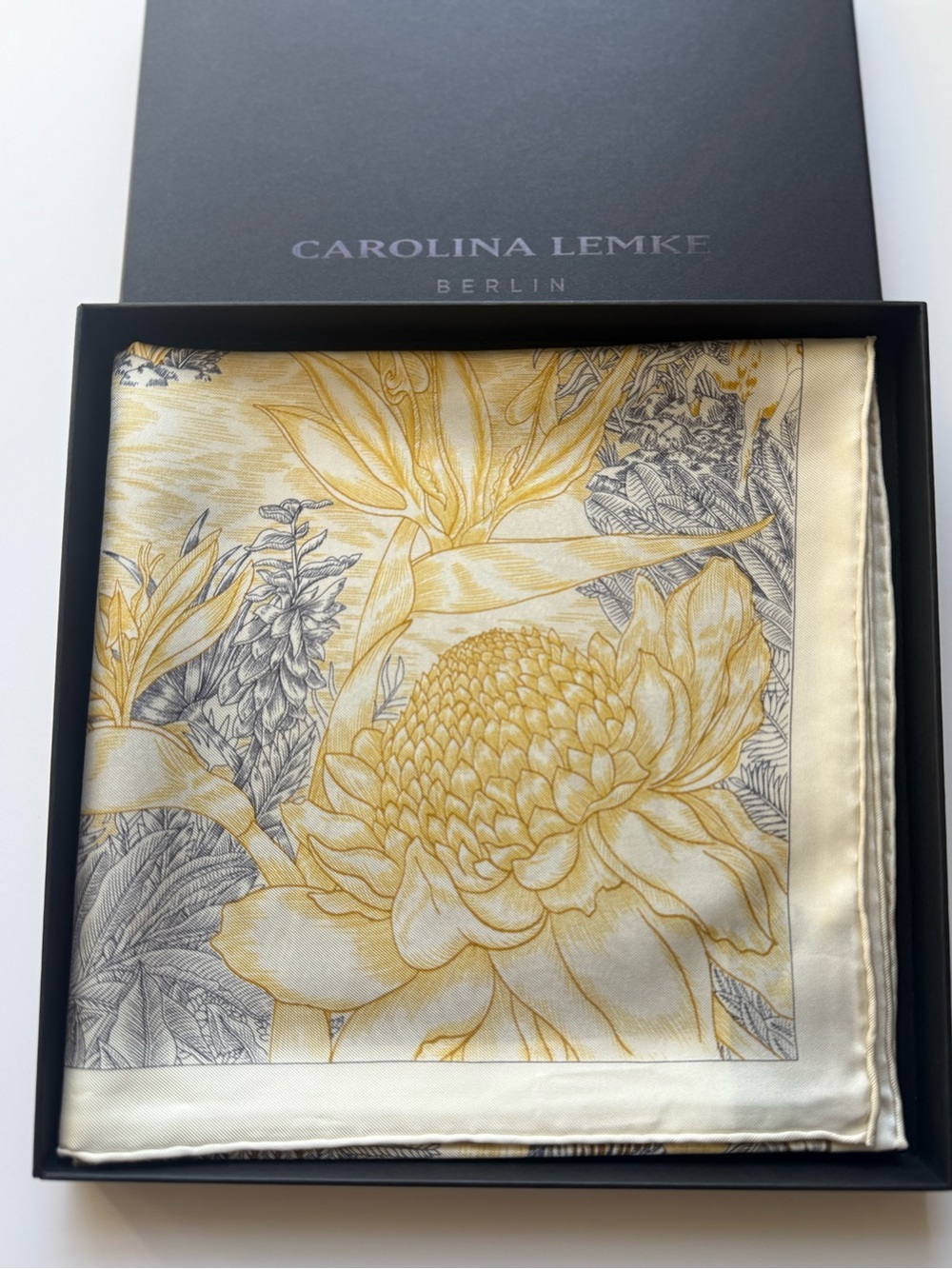 NEW Carolina Lemke Secret Paradise Printed Mulberry Silk Scarf